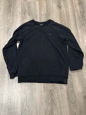 Under Armour Sweatshirt Women Medium Black Pullover Fleece Casual Logo *